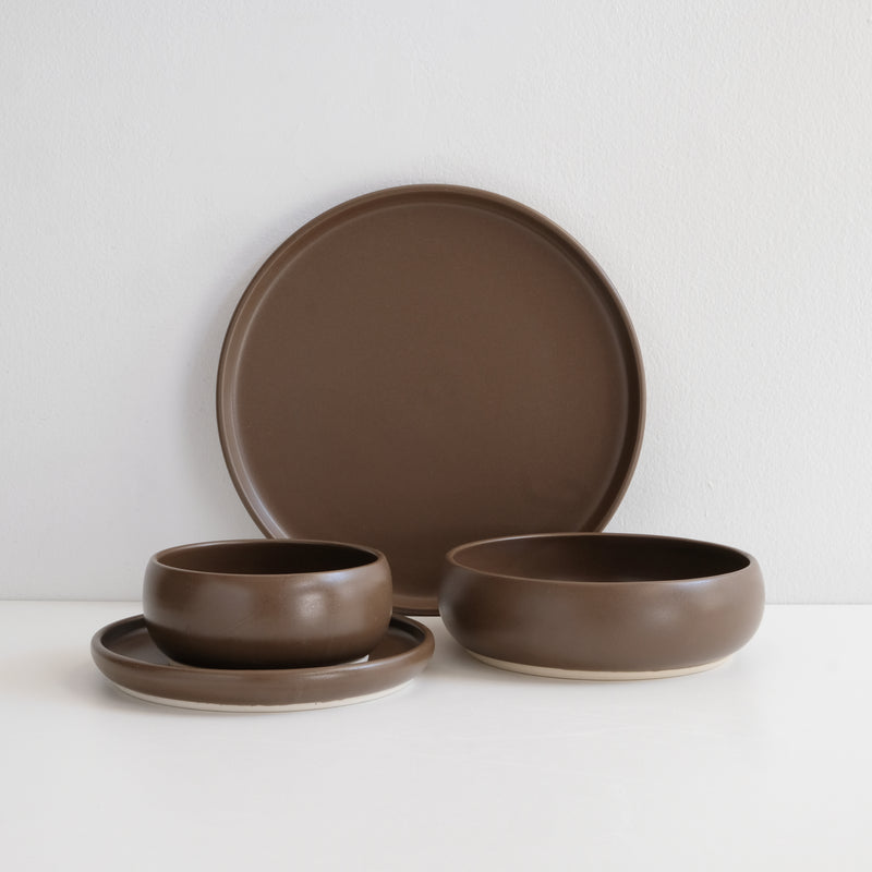 Handmade porcelain dinnerware set (with large 10.5 inch plate)