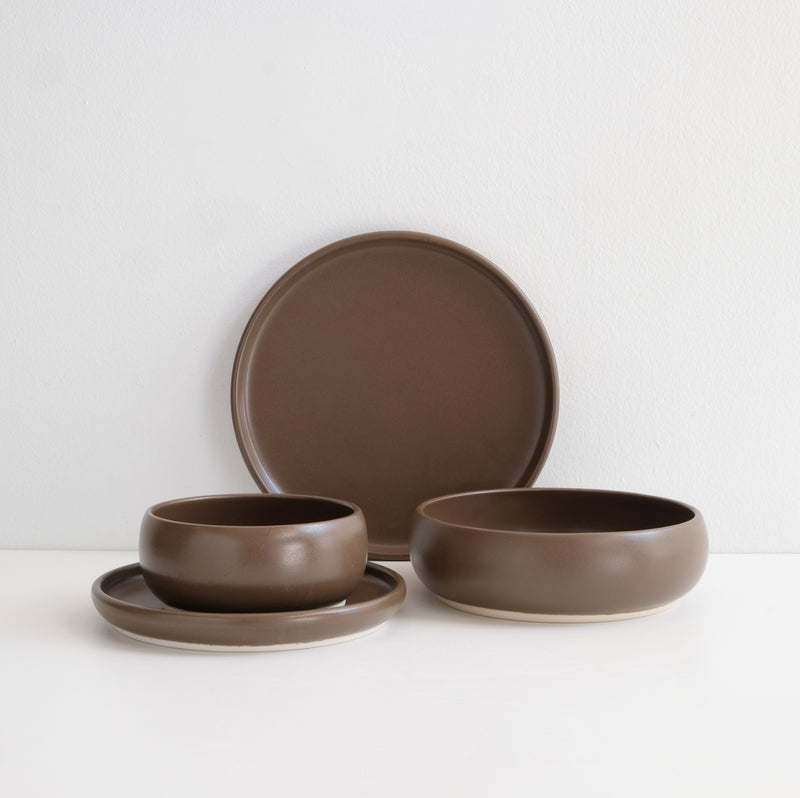 Handmade porcelain dinnerware set (with medium 9 inch plate)