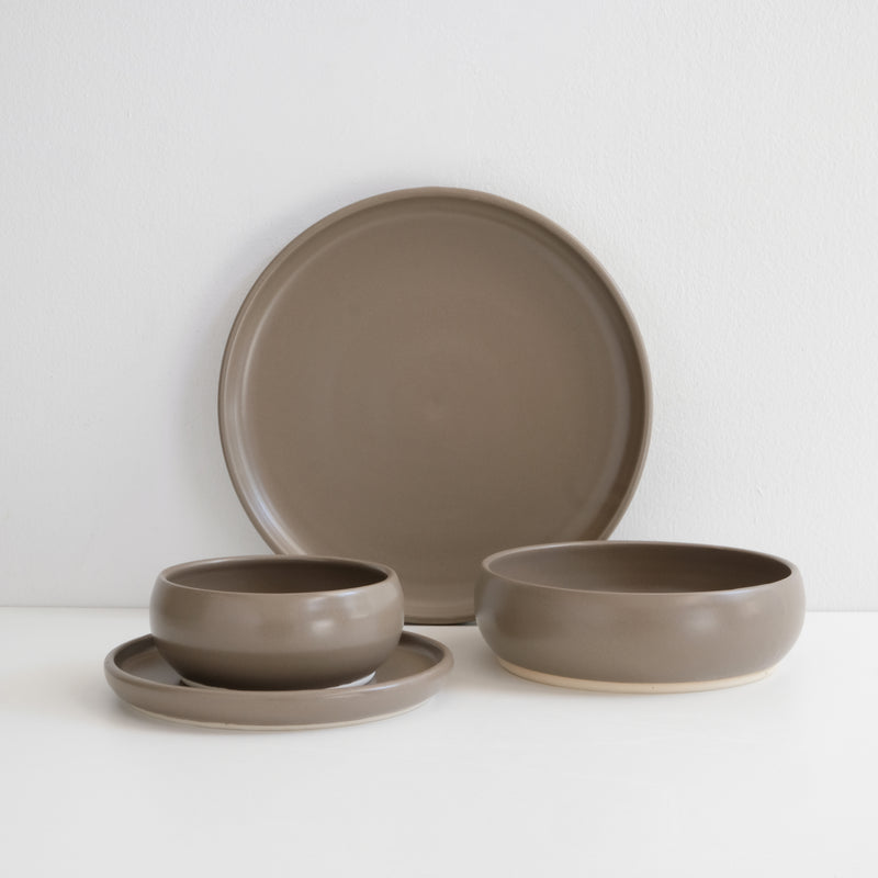 Handmade porcelain dinnerware set (with large 10.5 inch plate)