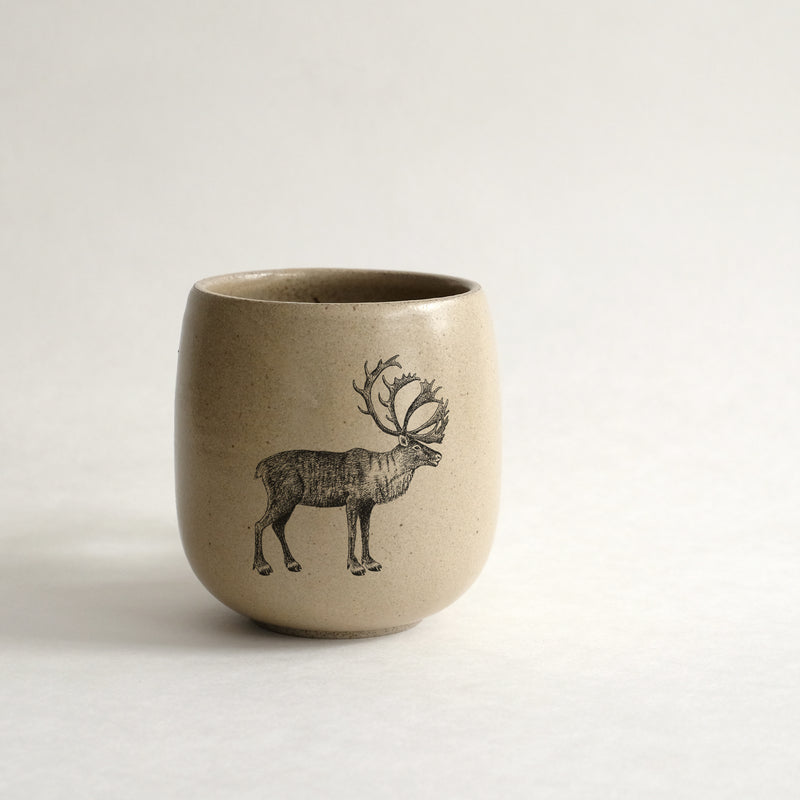 Verre (tasse sans anse) impression animaux - glaçures recyclées