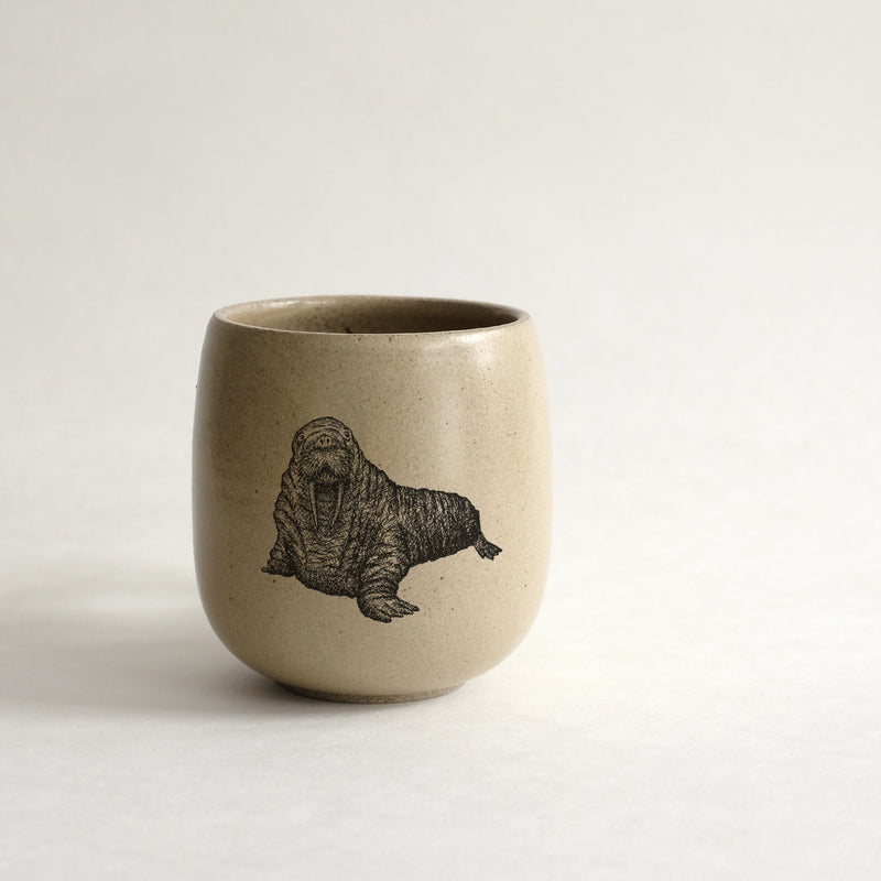 Verre (tasse sans anse) impression animaux - glaçures recyclées