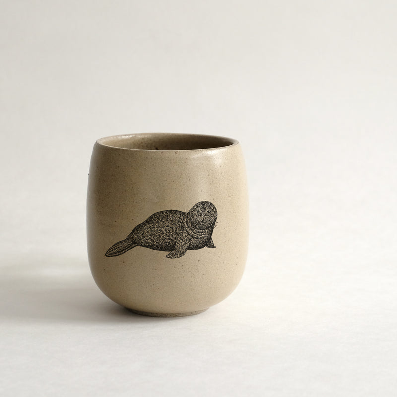 Verre (tasse sans anse) impression animaux - glaçures recyclées