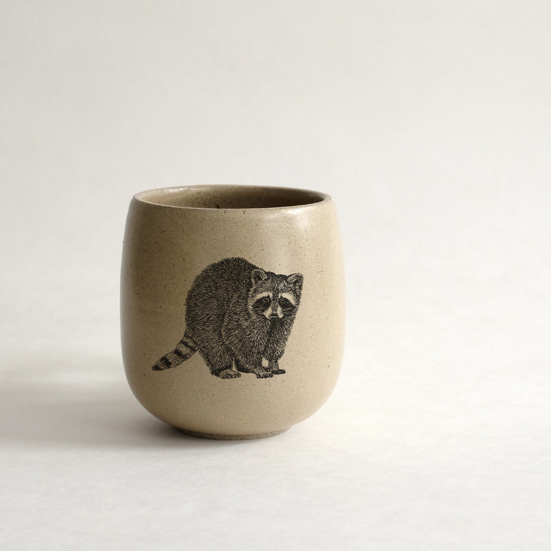 Verre (tasse sans anse) impression animaux - glaçures recyclées