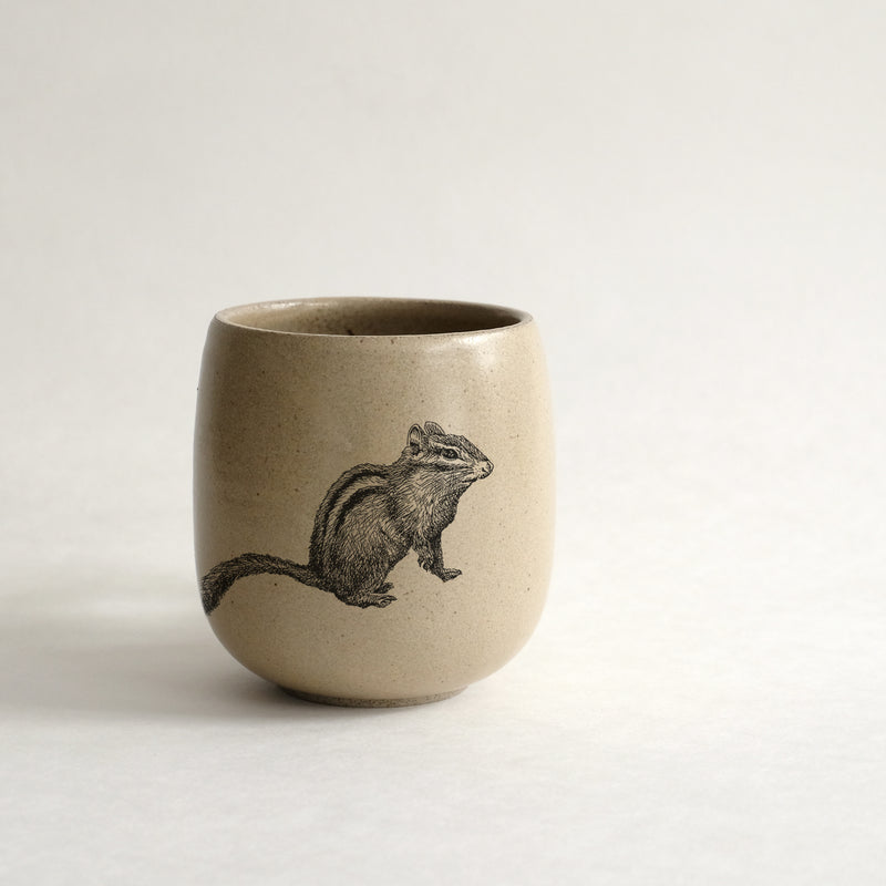 Verre (tasse sans anse) impression animaux - glaçures recyclées