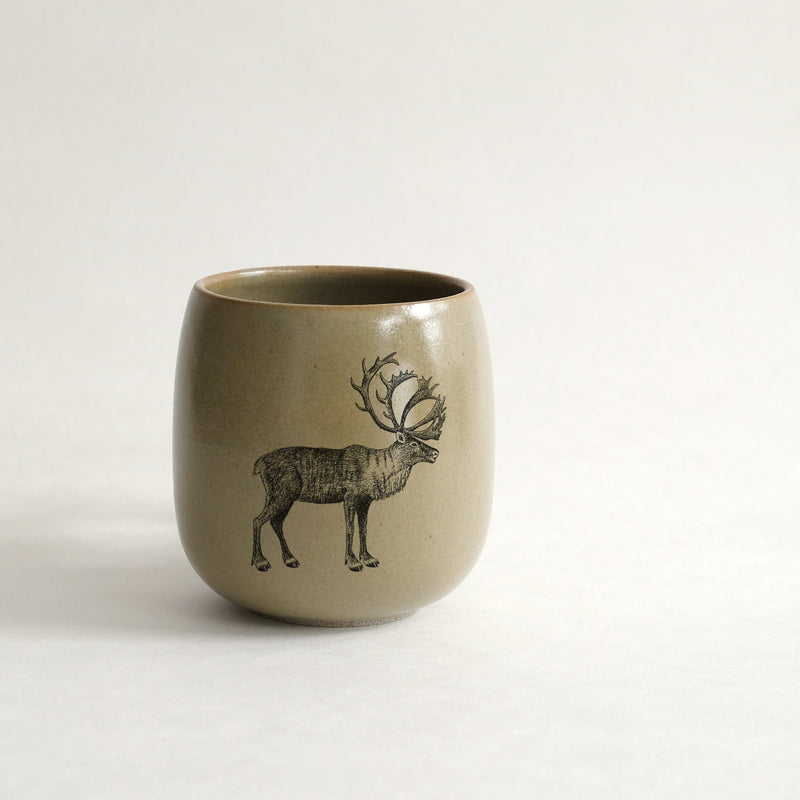 Verre (tasse sans anse) impression animaux - glaçures recyclées