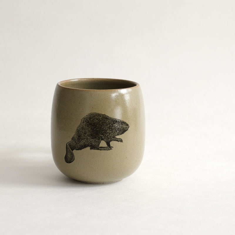 Verre (tasse sans anse) impression animaux - glaçures recyclées