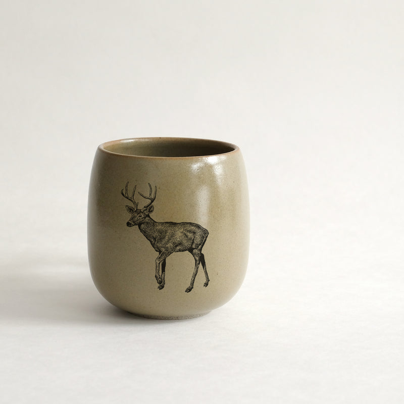 Verre (tasse sans anse) impression animaux - glaçures recyclées