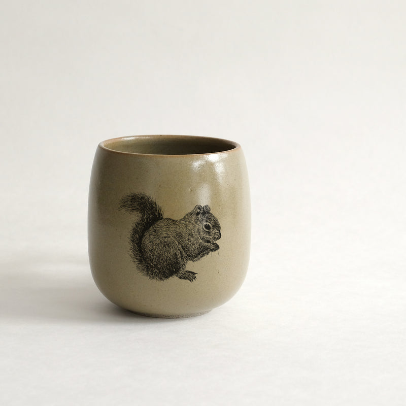 Verre (tasse sans anse) impression animaux - glaçures recyclées