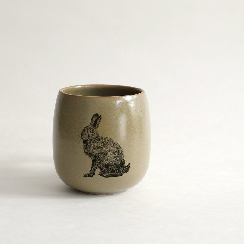 Verre (tasse sans anse) impression animaux - glaçures recyclées