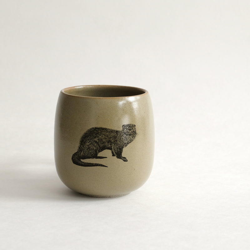 Verre (tasse sans anse) impression animaux - glaçures recyclées