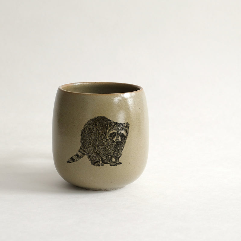 Verre (tasse sans anse) impression animaux - glaçures recyclées