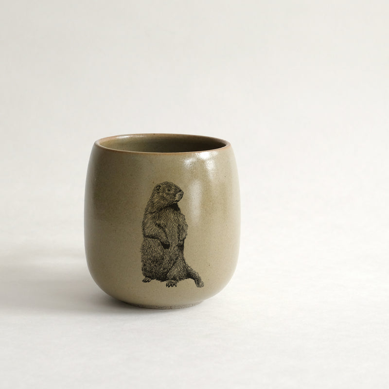 Verre (tasse sans anse) impression animaux - glaçures recyclées